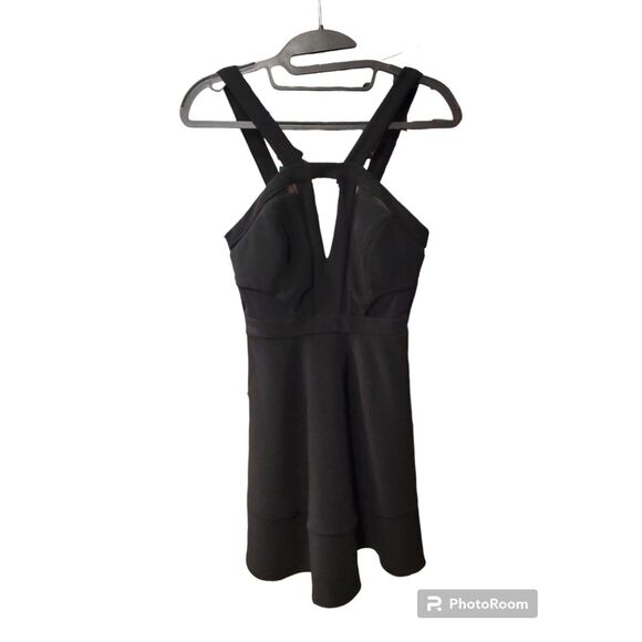 Emerald Sundae Juniors' Bodycon Dress Black Mesh-Inset Small - Picture 1 of 4